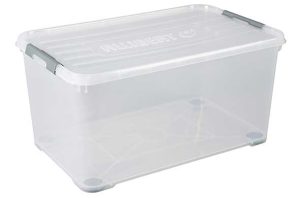 Opbergbox "HANDY" transp. 80x50x39cm 115L op wieltjes