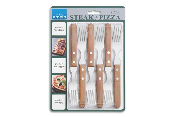 Pizza - Steak fork set6 Natural wood