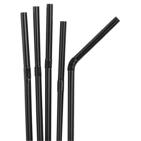 Straw cardboard black 6x240mm flexible